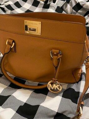 Michael Kors Tan Leather Satchel with Gold Hardware